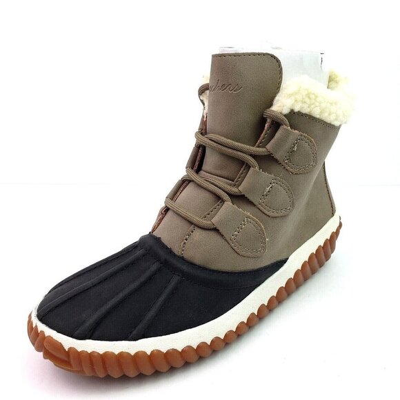 NEW Skechers Jagged Pond Womens Size 5 Black Taupe Waterproof Duck Boots 167286 - Picture 2 of 11